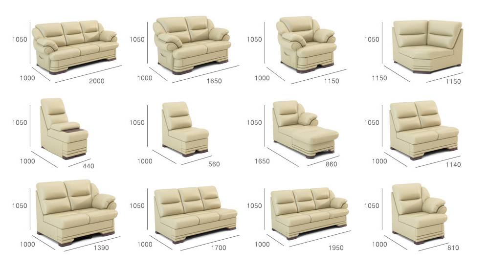 3D-иллюстрации модулей классического дивана Диана-1 для сайта